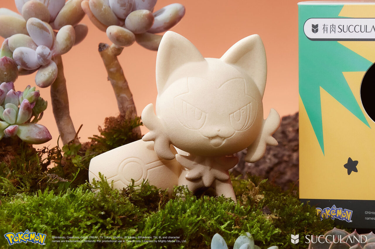 寶可夢植栽與有肉SUCCULAND-新葉喵ニャオハ Sprigatito正面橫式
